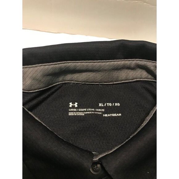 Under Armour Heatgear Polo Shirt Men's XL Black Knit 3 Button Casual Pullover - Picture 5 of 7